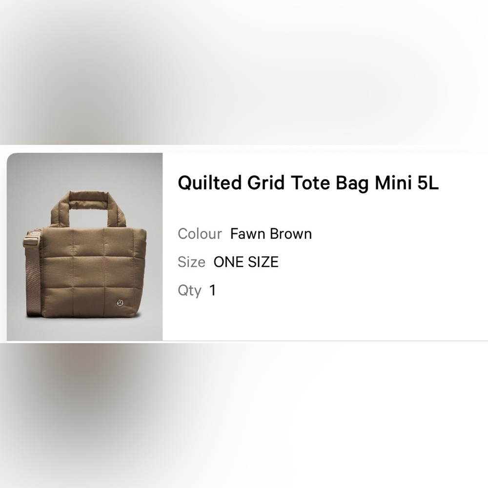 Lululemon Quilted Grid Tote Bag mini 5L in Fawn Brown - Picture 5 of 5